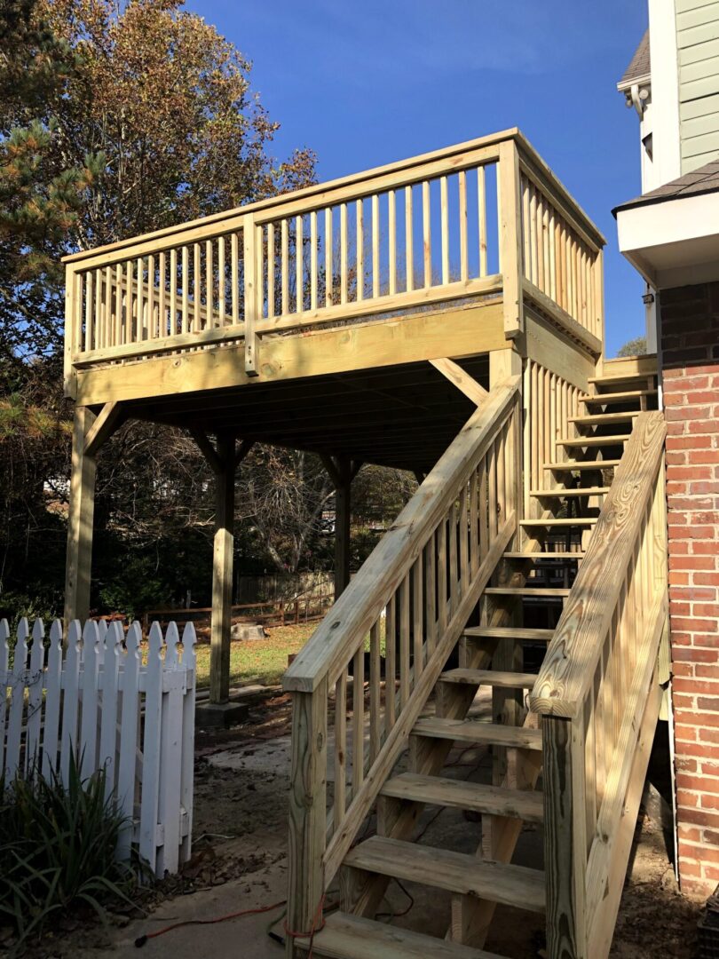 Stairs to an elevate deck