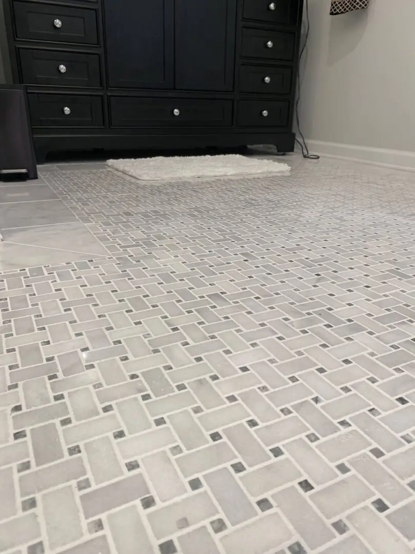 Tiled bathroom floor