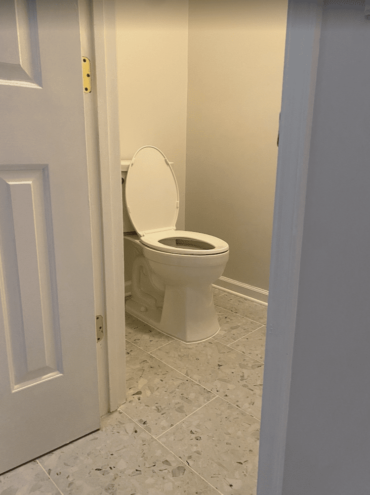 Toilet room after full master bathroom remodel.