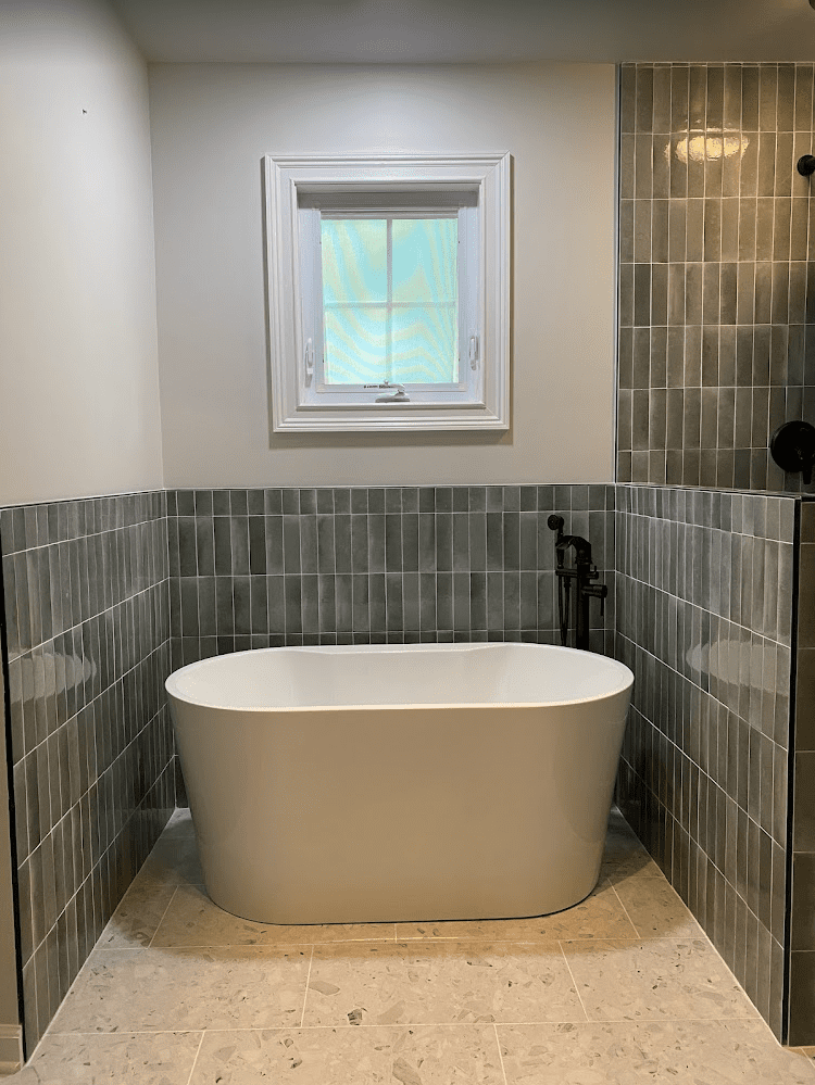 Free standing tub installed after full master bathroom remodel.