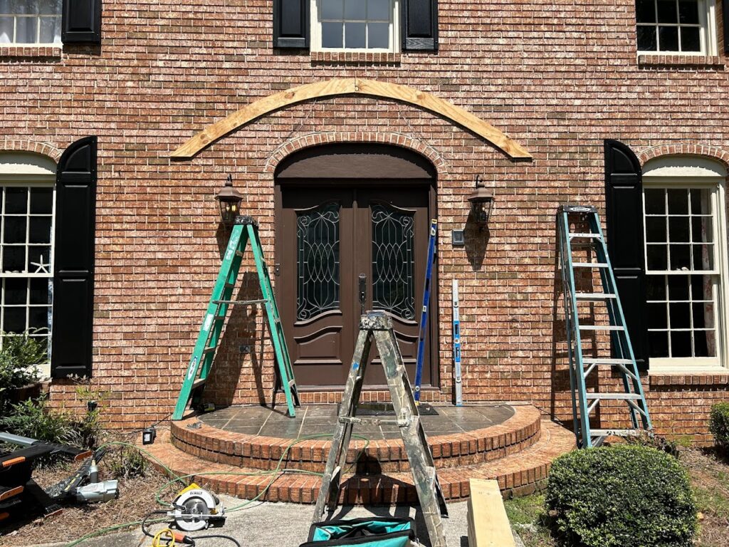 First phase of building the front door portico.