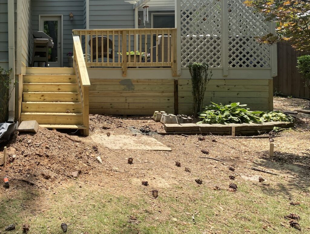 Deck remodel after the deck skirting. 